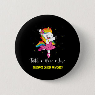 Chapa Redonda De 5 Cm Faith Hope Love Children Cancer Awareness Unicorn