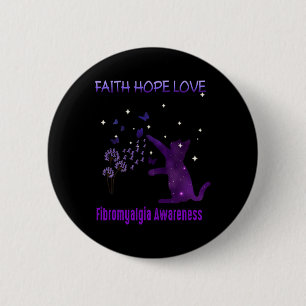 Chapa Redonda De 5 Cm Faith Hope Love Fibromyalgia Awareness
