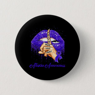 Chapa Redonda De 5 Cm Faith Hope Love Fight Blue Ribbon Ataxia Awareness