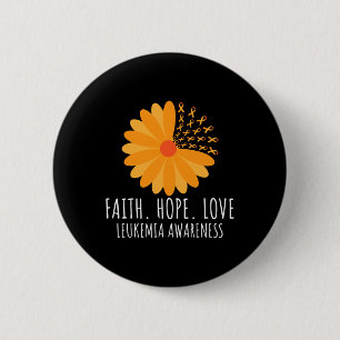 Chapa Redonda De 5 Cm Faith Hope Love Flower Naranja Ribbon Leukemia Awa