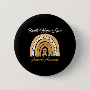 Chapa Redonda De 5 Cm Faith Hope Love Leukemia Awareness Ribbon Naranja