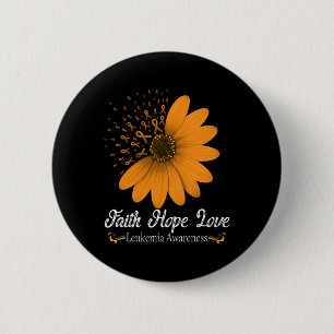 Chapa Redonda De 5 Cm Faith Hope Love Naranja Ribbon Apoyo al Cáncer de