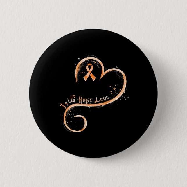 Chapa Redonda De 5 Cm Faith Hope Love Naranja Ribbon Leukemia Awareness (Anverso)