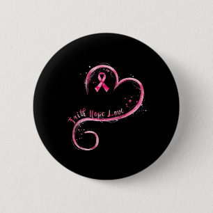 Chapa Redonda De 5 Cm Faith Hope Love Pink Ribbon Brem Cancer Awarenes