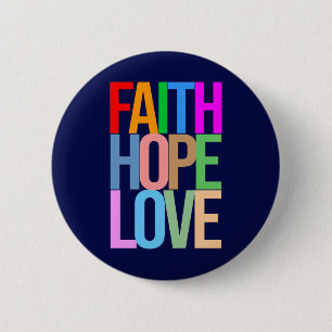 Chapa Redonda De 5 Cm Faith Hope Love Positive colorido