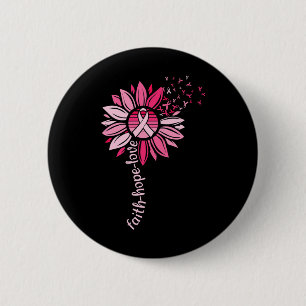 Chapa Redonda De 5 Cm Faith Hope Sunflower Concienciación sobre el cánce