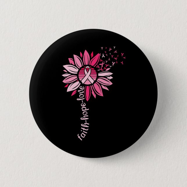 Chapa Redonda De 5 Cm Faith Hope Sunflower Concienciación sobre el cánce (Anverso)