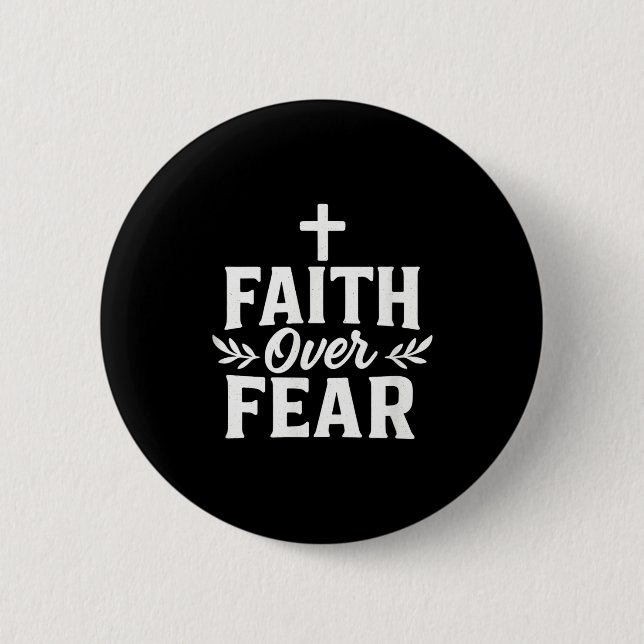 Chapa Redonda De 5 Cm Faith Over Fear Christian Motivational Bible Verse (Anverso)