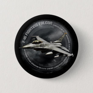Chapa Redonda De 5 Cm Falcon de combate F-16