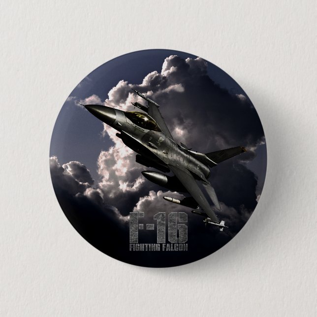 Chapa Redonda De 5 Cm Falcon de combate F-16 (Anverso)