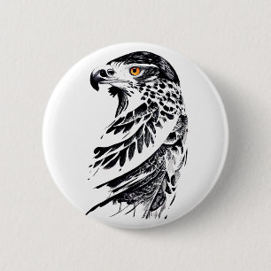 Chapa Redonda De 5 Cm Falcon Wild Animal Nature Ilustracion Tattoo