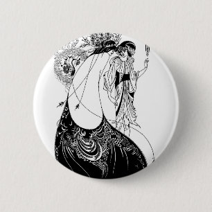 Chapa Redonda De 5 Cm Falda de pavo real Beardsley Nouveau