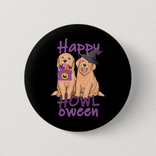 Chapa Redonda De 5 Cm Fall Golden Retriever Lovers Halloween Happy Howl-