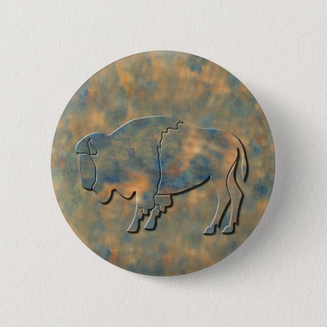 Chapa Redonda De 5 Cm Falso bisonte de piedra (Anverso)