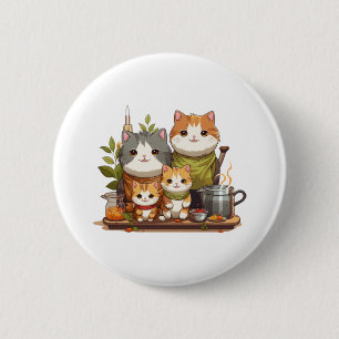 Chapa Redonda De 5 Cm Familia de gatos curos