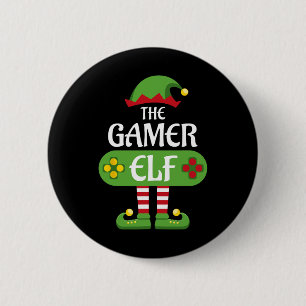 Chapa Redonda De 5 Cm Familia de grupos de Navidades de Gamer Elf