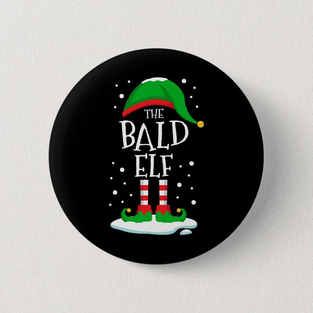 Chapa Redonda De 5 Cm Familia de Navidades de Elf Calvos coincidiendo co (Anverso)