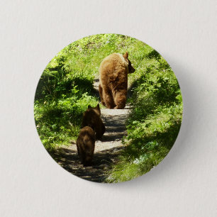 Chapa Redonda De 5 Cm Familia de oso pardo
