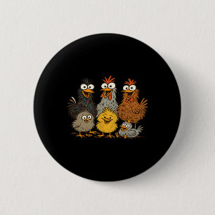 Chapa Redonda De 5 Cm Familia de pollos Gallina Gallo Pollitos Granja 