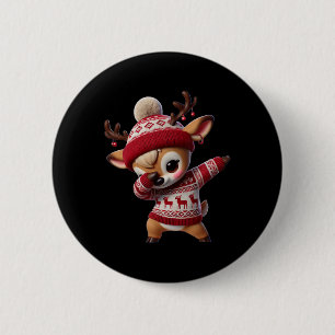 Chapa Redonda De 5 Cm Familia Navidad Dabbing Reno Niños Xmas Ciervo Niñ
