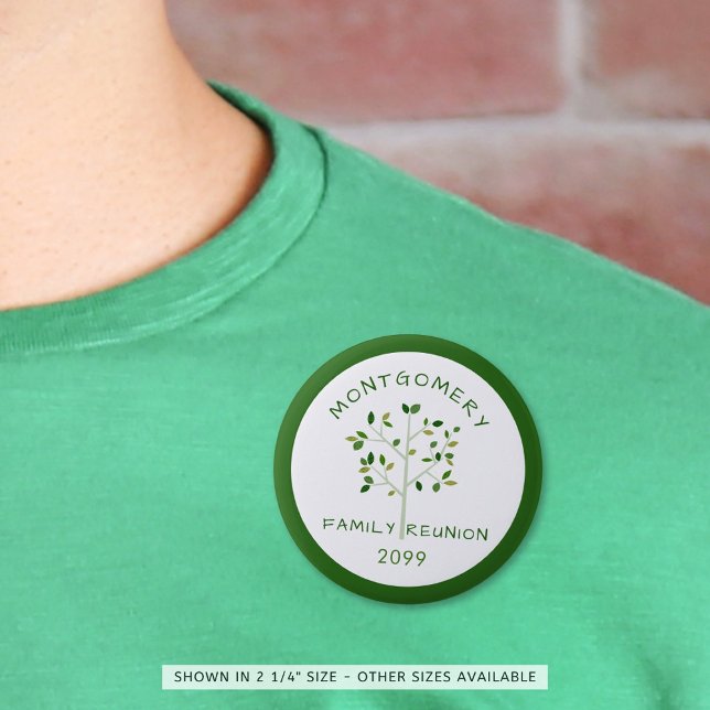 Chapa Redonda De 5 Cm Familia Reunion Family Tree Green Personalizada (Subido por el creador)