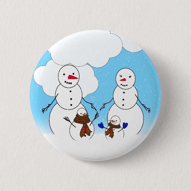 Chapa Redonda De 5 Cm Familia Snowman (Anverso)