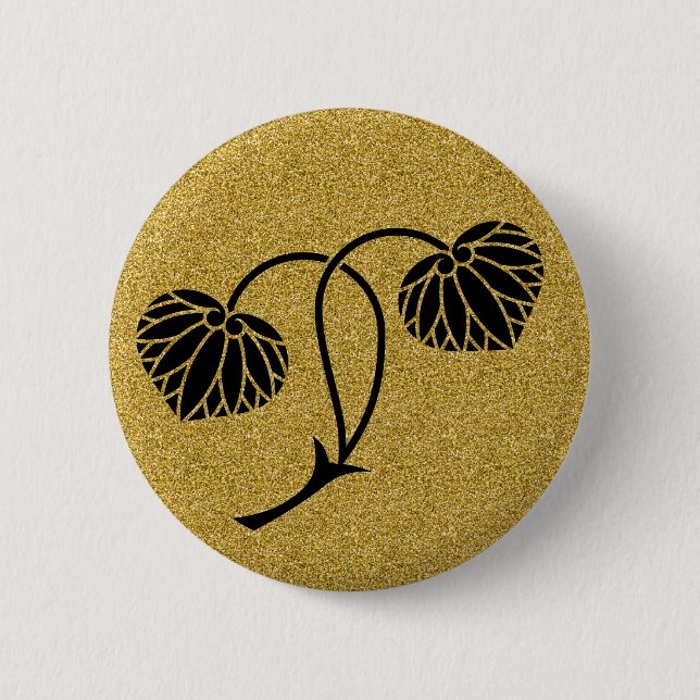 Chapa Redonda De 5 Cm [Family Crests] 2 hojas hollyhock (Anverso)