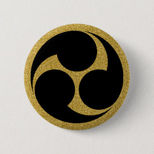 Chapa Redonda De 5 Cm [Family Crests] Mitsudomoe de mano izquierda