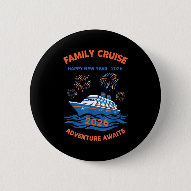 Chapa Redonda De 5 Cm Family Cruise Happy New Year 2026 Adventure  (Anverso)