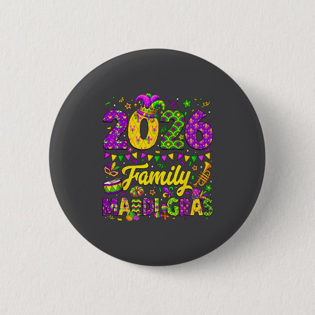 Chapa Redonda De 5 Cm Family Mardi Gras 2026 Fat Tuesday Family Matching (Anverso)