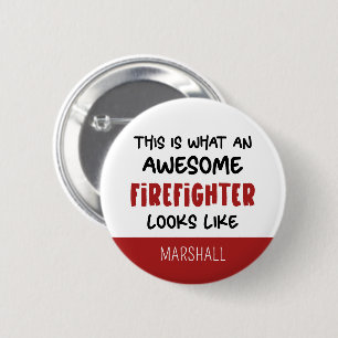 Chapa Redonda De 5 Cm Famoso bombero ingenioso personalizado
