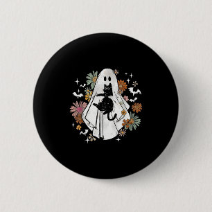 Chapa Redonda De 5 Cm Famoso fantasma sostiene gato negro gatito fantasm