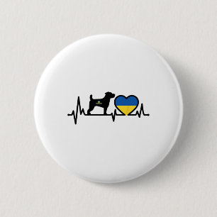Chapa Redonda De 5 Cm Famoso perro patrono ucraniano Heatr Puls bandera 