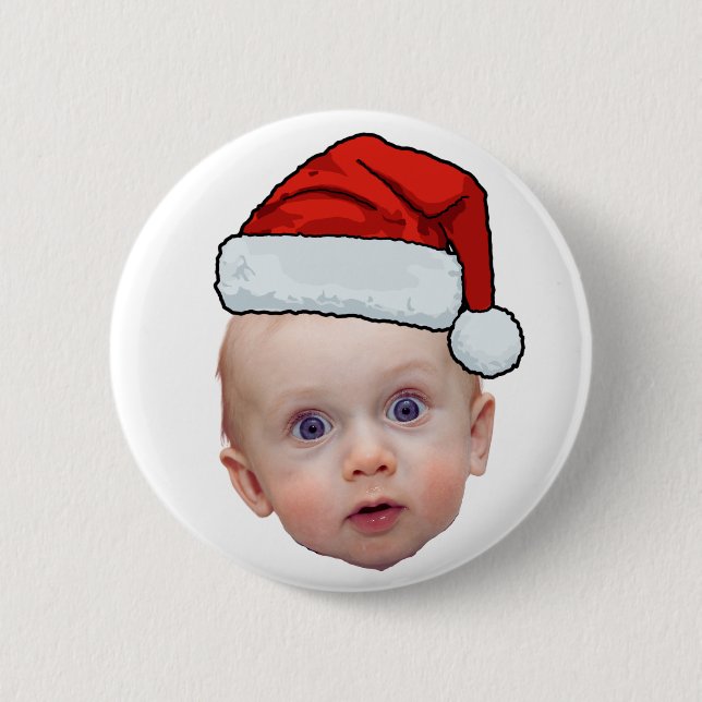 Chapa Redonda De 5 Cm Famoso Personalizado Face Photo Santa Head Navidad (Anverso)