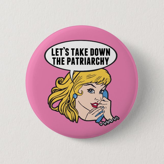 Chapa Redonda De 5 Cm Famoso retro arte pop feminista anti patriarcado r (Anverso)