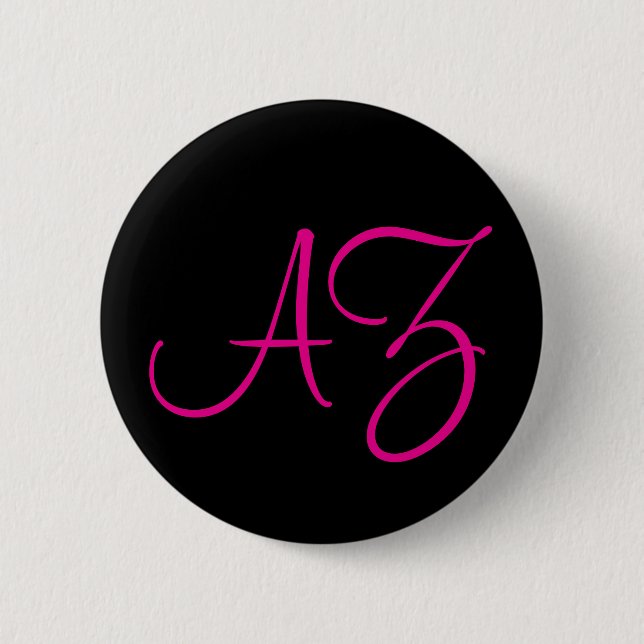 Chapa Redonda De 5 Cm Fancy Font: Negro y fucsia (Anverso)