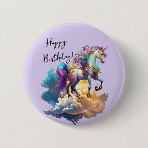 Chapa Redonda De 5 Cm Fantasia de unicornio mágico cumpleaños romántico
