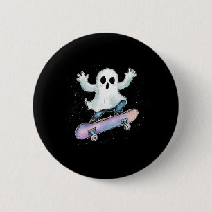 Chapa Redonda De 5 Cm Fantasma Cuidada En Skateboard Funny Skater Hallow