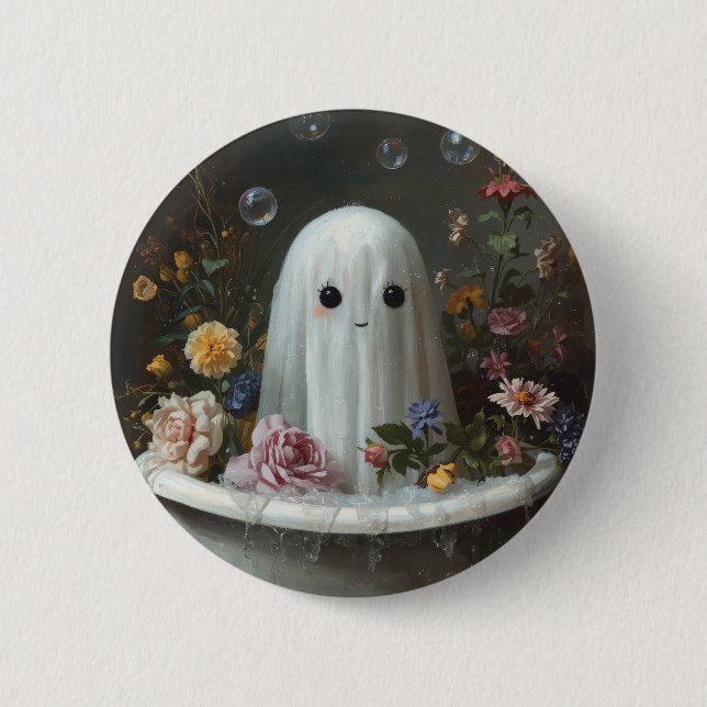 Chapa Redonda De 5 Cm Fantasma de Halloween (Anverso)