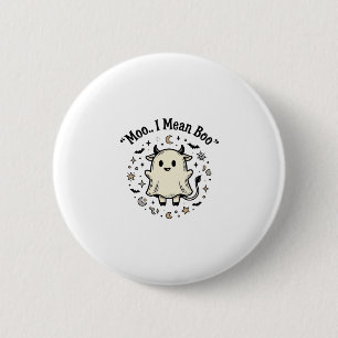 Chapa Redonda De 5 Cm Fantasma de vaca lindo de Halloween Moo Boo diseño