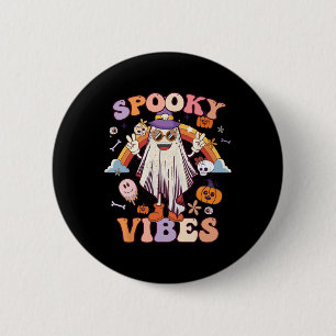 Chapa Redonda De 5 Cm Fantasma Fantasma Fantasma Retro Groovy Halloween
