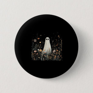 Chapa Redonda De 5 Cm Fantasma Floral Vintage Halloween Fantasma En El B