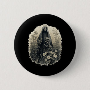 Chapa Redonda De 5 Cm Fantasma Gótica En El Bosque Fantasma Floral Vinta