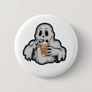 Chapa Redonda De 5 Cm Fantasma Halloween Fantasma Sippin Calabaza latent