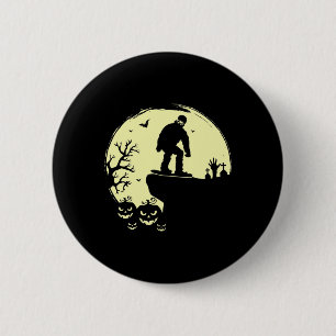 Chapa Redonda De 5 Cm Fantasma Halloween Snowboard Luna llena Snowboarde