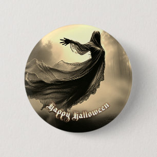 Chapa Redonda De 5 Cm Fantasma negra en Hellscape - Halloween