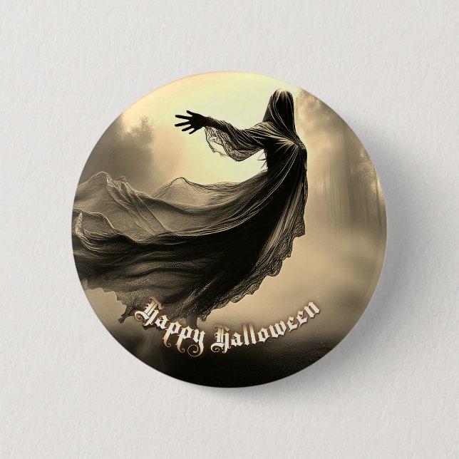 Chapa Redonda De 5 Cm Fantasma negra en Hellscape - Halloween (Anverso)