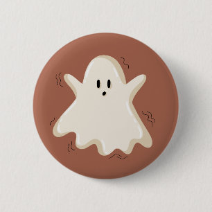 Chapa Redonda De 5 Cm Fantasma sorprendido con brazos levantados