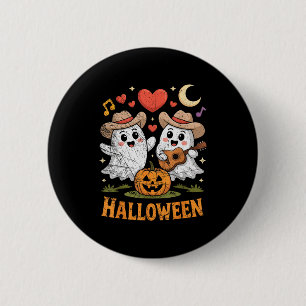 Chapa Redonda De 5 Cm Fantasma tocando guitarra para amantes de Hallowee