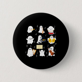 Chapa Redonda De 5 Cm Fantasma tocando instrumentos musicales Música de